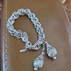 Monet 1961 Bolero Collection Silver Chain Bracelet with Intricate Charms